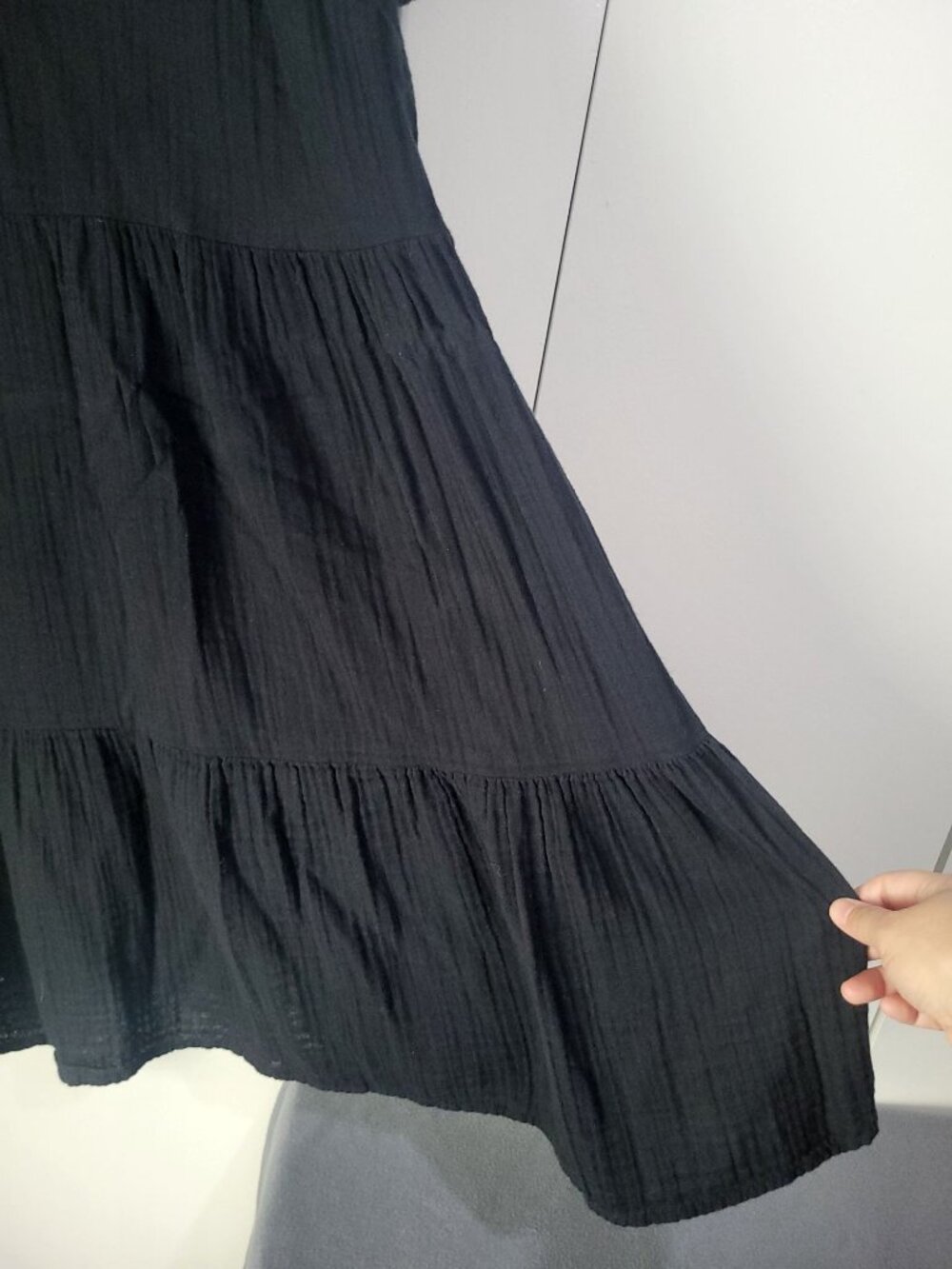 Old Navy Women's XL Black V-Neck Tiered Mini Swing Dress Gauzy Cotton - Picture 7 of 8